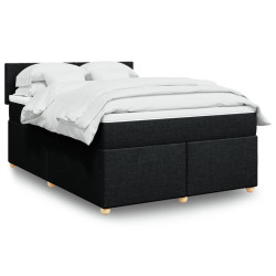 Cama com molas/colchão 140x190 cm tecido preto