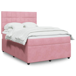 Cama com molas/colchão 140x190 cm veludo rosa