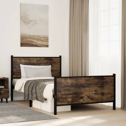 Estrutura de cama sem colchão 107x203 cm metal carvalho fumado