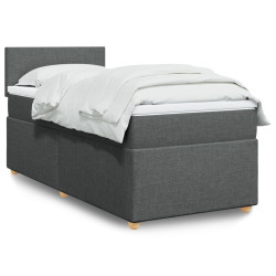 Cama com molas/colchão 90x190 cm tecido cinza-escuro