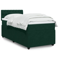 Cama com molas/colchão 90x190 cm veludo verde-escuro
