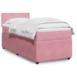 Cama com molas/colchão 90x200 cm veludo rosa