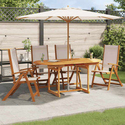 Cadeiras de jardim dobráveis 4 pcs acácia maciça e textilene