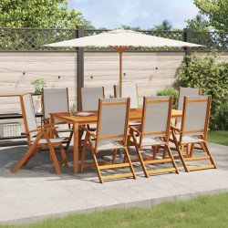 Cadeiras de jardim dobráveis 8 pcs acácia maciça e textilene