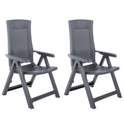 Cadeiras de jardim reclináveis 2 pcs plástico antracite