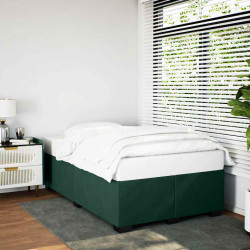 Estrutura de cama sem colchão 120x200 cm veludo verde-escuro