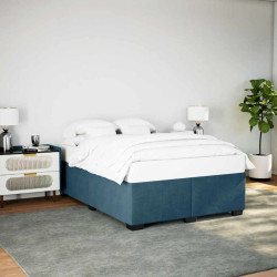 Estrutura de cama 140x190 cm veludo azul