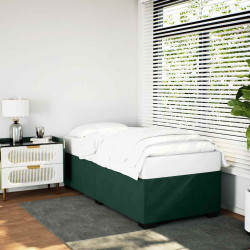 Estrutura de cama sem colchão 100x200 cm veludo verde-escuro