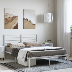 Estrutura de cama com cabeceira 135x190 cm metal branco