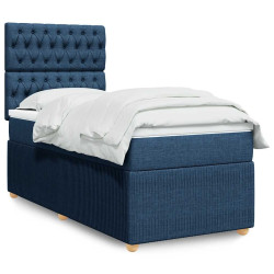 Cama com molas/colchão 90x190 cm tecido azul