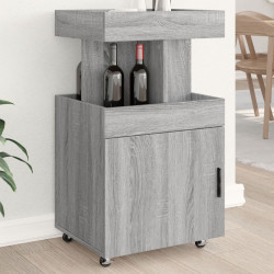 Carrinho de bar 50x41x89cm derivados de madeira cinzento sonoma