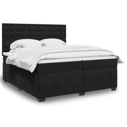 Cama com molas/colchão 200x200 cm veludo preto