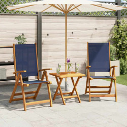 Cadeiras de jardim dobráveis 2 pcs acácia maciça e textilene