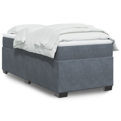 Cama com molas/colchão 90x190 cm veludo cinza-escuro
