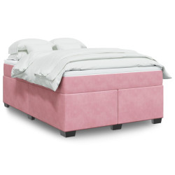 Cama com molas/colchão 140x190 cm veludo rosa