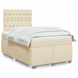Cama boxspring com colchão 120x190 cm tecido cor creme