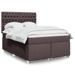 Cama com molas/colchão 140x190 cm tecido castanho-escuro