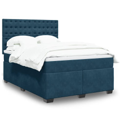 Cama com molas/colchão 140x200 cm veludo azul