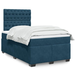 Cama boxspring com colchão 120x190 cm veludo azul