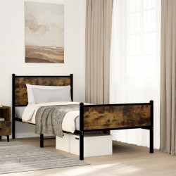 Estrutura de cama sem colchão 90x190 cm metal carvalho fumado