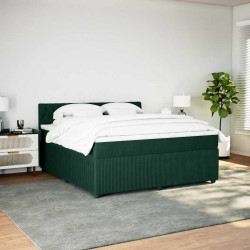 Cama com molas/colchão 180x200 cm veludo verde-escuro