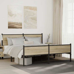 Estrutura de cama sem colchão 183x213cm metal carvalho sonoma