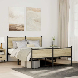 Estrutura de cama sem colchão 140x200 cm metal carvalho sonoma