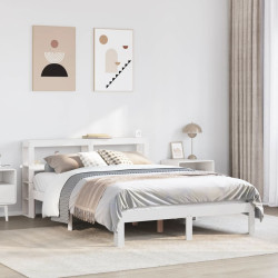 Estrutura de cama c/ cabeceira 150x200 cm pinho maciço branco
