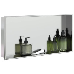 Nicho parede p/ duche 62x32x9 cm aço inoxidável prata escovada