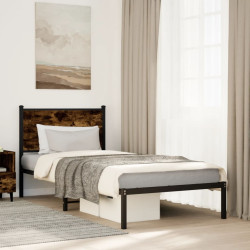 Estrutura de cama sem colchão 90x200 cm metal carvalho fumado