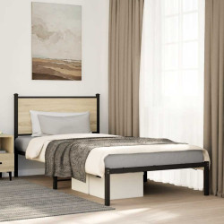 Estrutura de cama sem colchão 100x190 cm metal carvalho sonoma
