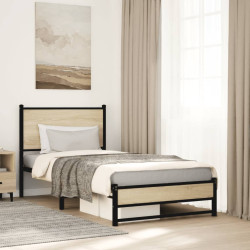 Estrutura de cama sem colchão 80x200 cm metal carvalho sonoma