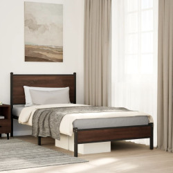 Estrutura de cama sem colchão 107x203cm metal carvalho castanho