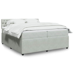 Cama com molas/colchão 200x200 cm veludo cinzento-claro