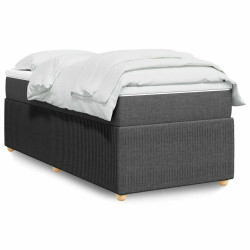 Cama com molas/colchão 90x200 cm tecido cinzento-escuro