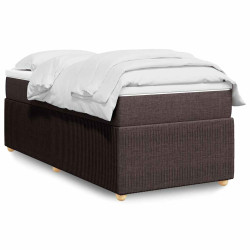 Cama com molas/colchão 100x200 cm tecido castanho-escuro