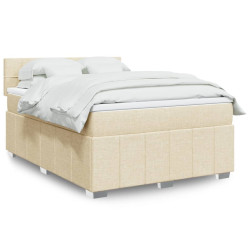 Cama com molas/colchão 160x200 cm tecido cor creme