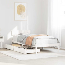 Cama sem colchão 100x200 cm madeira de pinho maciça branco