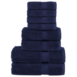 8Pcs conjunto toalha premium solund 600 gsm azul-marinho