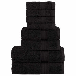 8Pcs conjunto toalhas banho premium solund 600 gsm preto