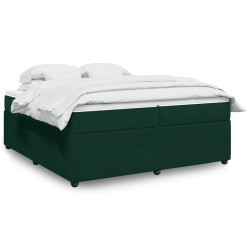 Cama com molas/colchão 200x200 cm veludo verde-escuro