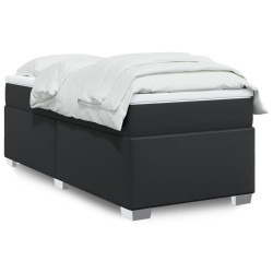 Cama com molas/colchão 90x190 cm couro artificial preto