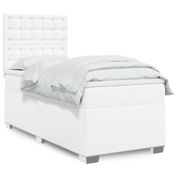 Cama com molas/colchão 90x200 cm couro artificial branco