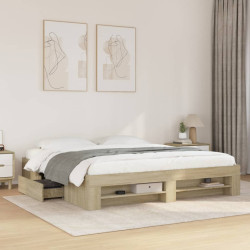 Estrutura de cama sem colchão 200x200 cm carvalho sonoma