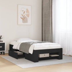 Estrutura de cama 75x190 cm derivados de madeira preto