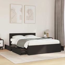 Estrutura cama c/ cabeceira sem colchão 140x200 cm preto