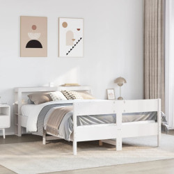Cama sem colchão 120x190 cm madeira de pinho maciça branco