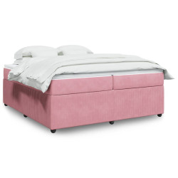 Cama com molas/colchão 200x200 cm veludo rosa
