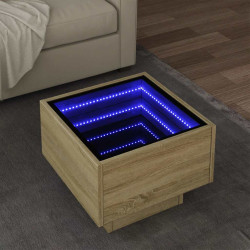 Mesa de apoio c/ leds 40x40x30 cm derivados de madeira