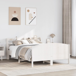 Cama sem colchão 135x190 cm madeira de pinho maciça branco
